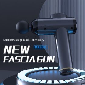 1pc High Frequency Massage Gun Professional Muscle Relaxation Fitness Relaxation Electric Massager With Portable Bag Therapy Fascia Gun (Color: BLACK)