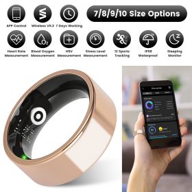 Smart Ring Health Tracker Fitness/Sleep/Stress/HRV Tracker with Charging Case Magnetic Charging Cable for Women & Men Compatible with iOS & Andro (size: RoseGold_9)
